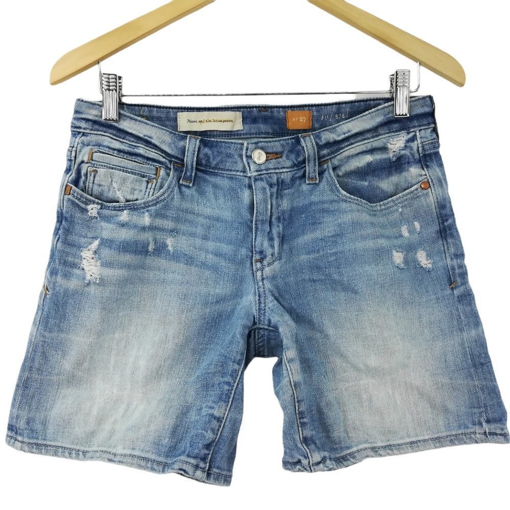 Pilcro & the Letterpress Stet Distressed Jean Shorts Size 27 Anthropologie Light